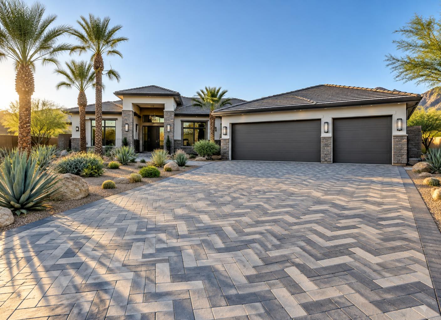 Paver driveway installation at a luxury home in Phoenix AZ
